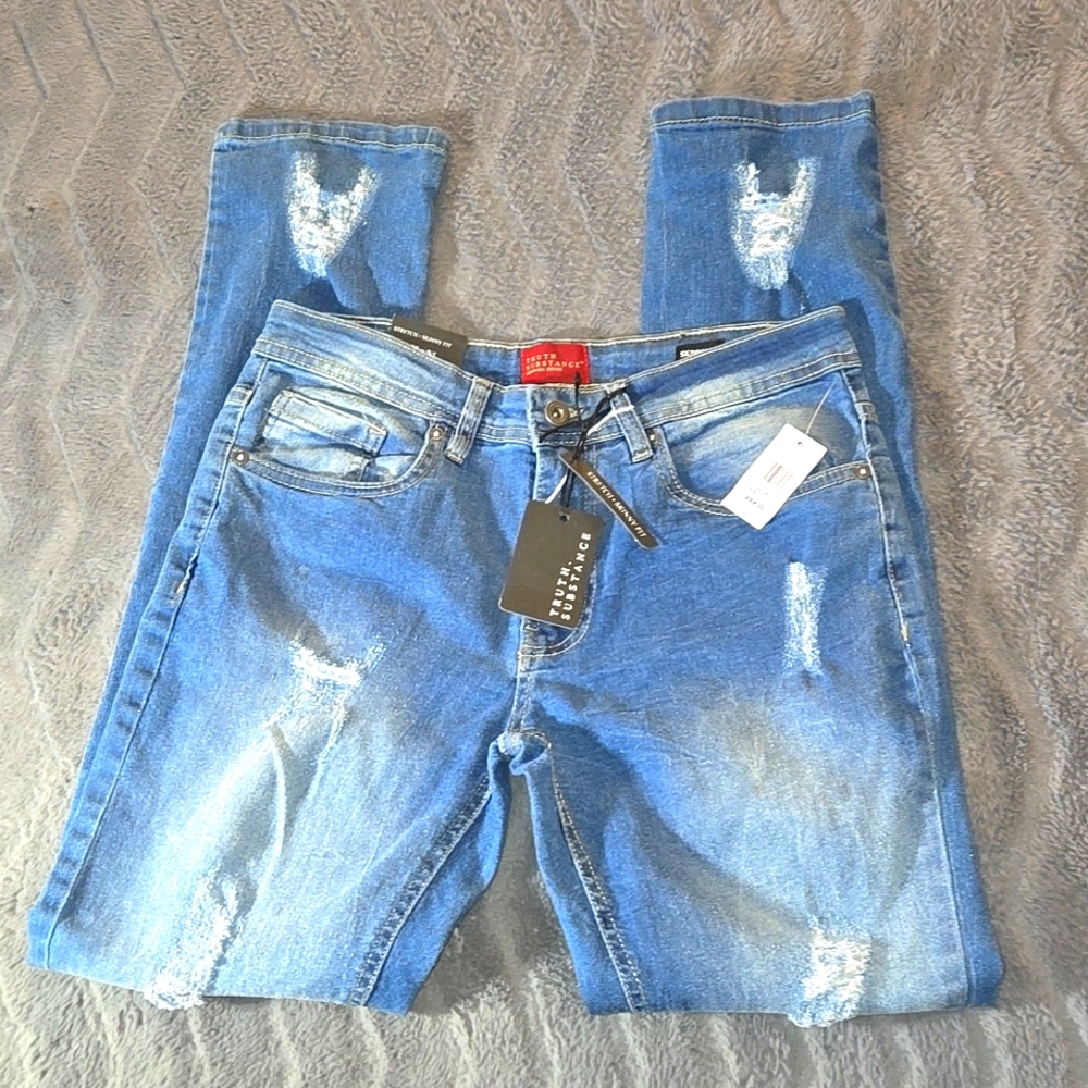 NWT Truth Substance Men's Skinny Fit Stretch Blue Denim Jeans 28 x 30